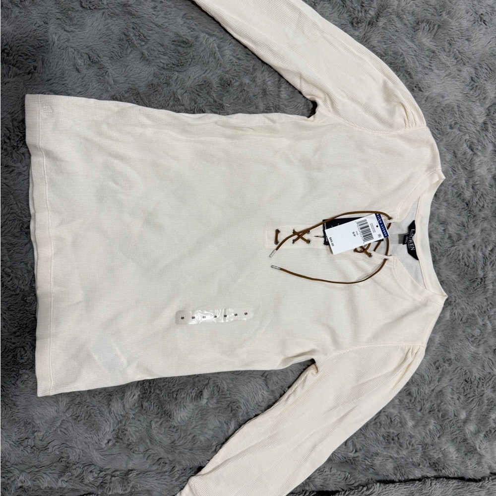 Ralph Lauren Cream Lace-Up Top